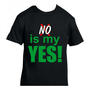 Amputee Humor, No is my yes v2 blk crew neck t-shirt