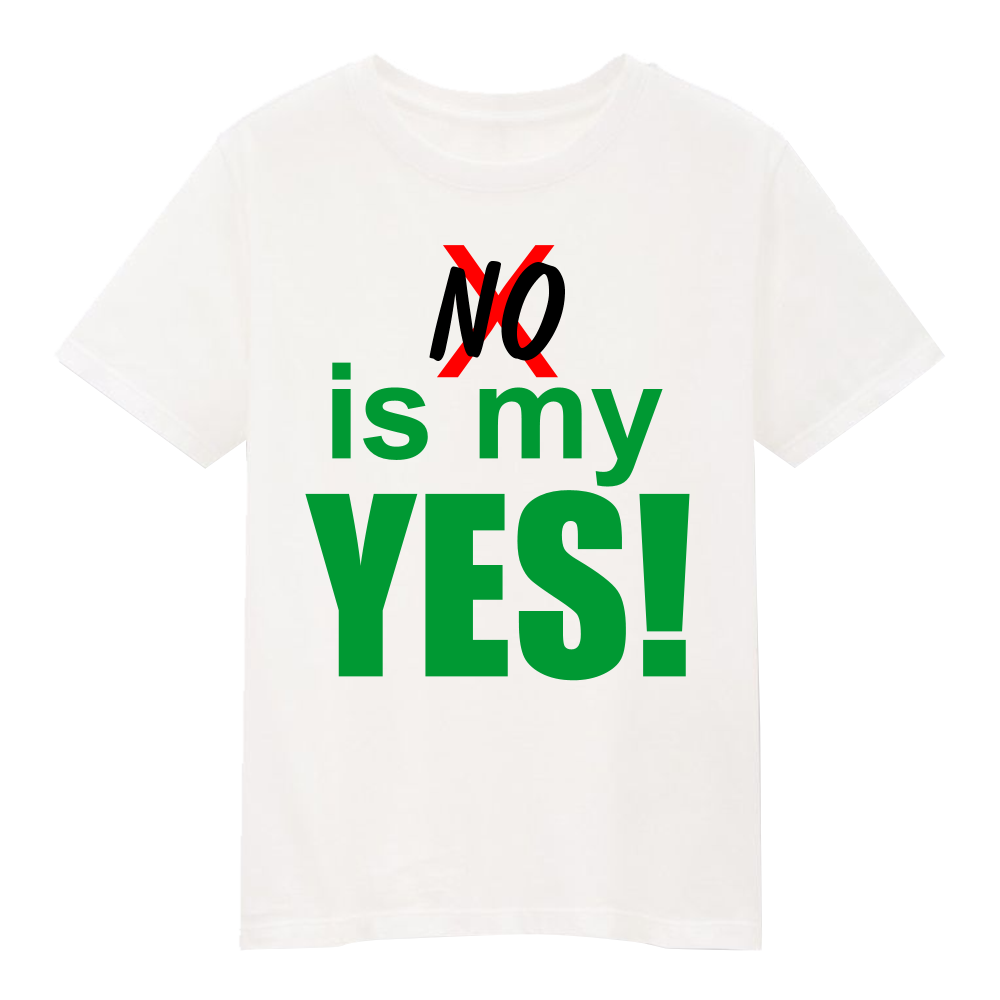 Amputee Humor, No is my yes v2 wht crew neck t-shirt